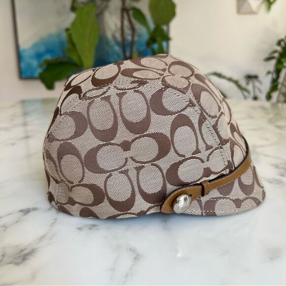 Coach Vintage Signature Karee Newsboy Cap Hat Khaki Doe F80908 Size Small main image 7